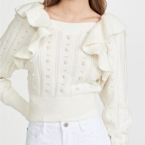 ASTR the Label White Sweater with Pearl Details